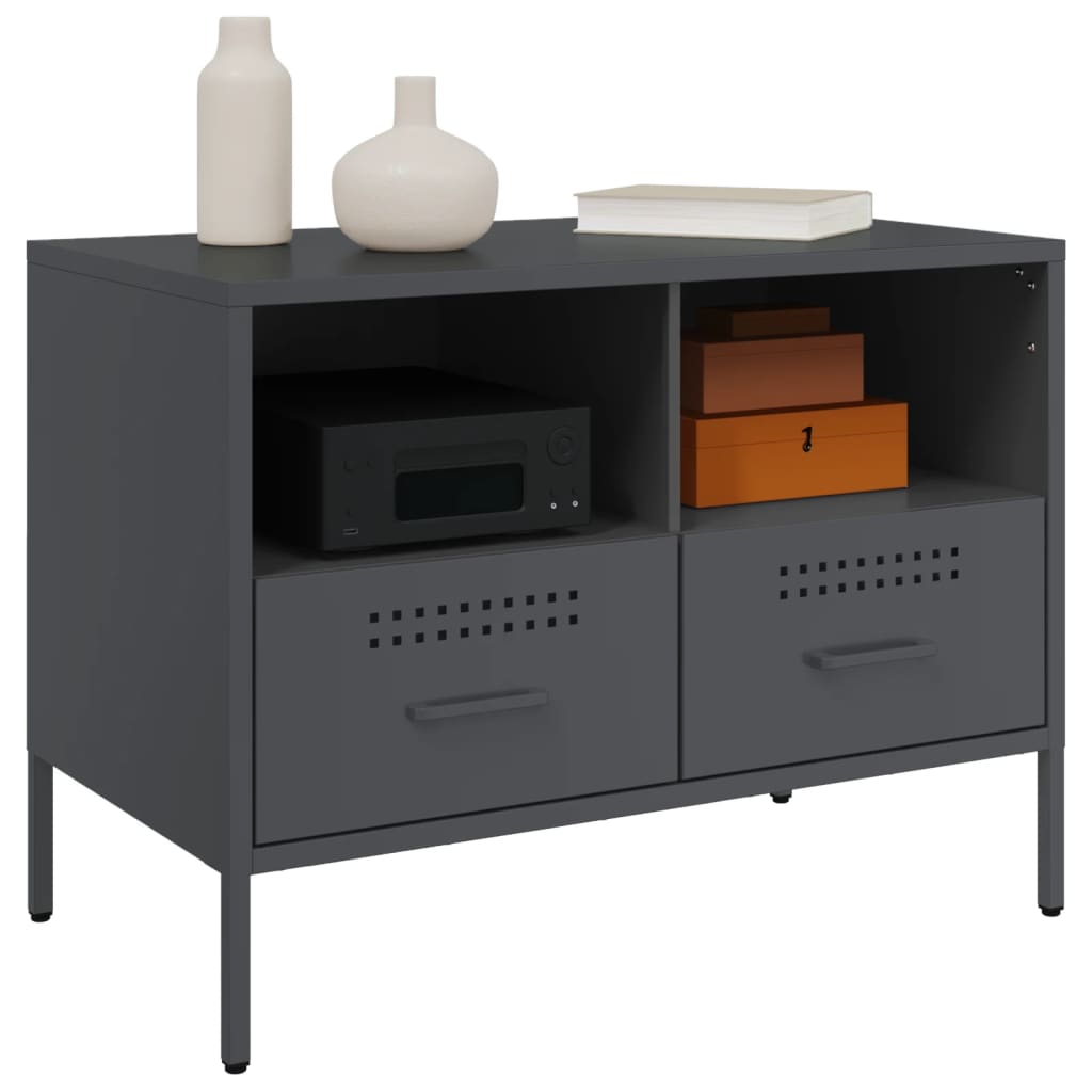 2 db antracitszürke acél TV-szekrény 68 x 39 x 50,5 cm 4