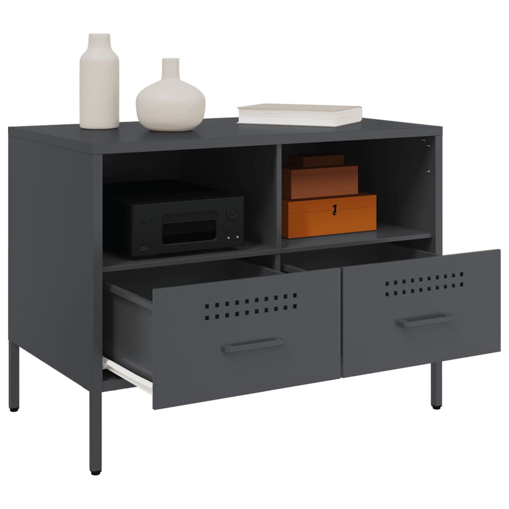 2 db antracitszürke acél TV-szekrény 68 x 39 x 50,5 cm 5