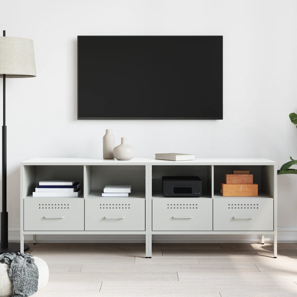2 db fehér acél TV-szekrény 68 x 39 x 50,5 cm 3