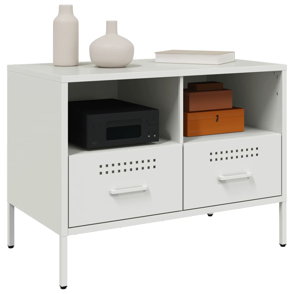2 db fehér acél TV-szekrény 68 x 39 x 50,5 cm 4