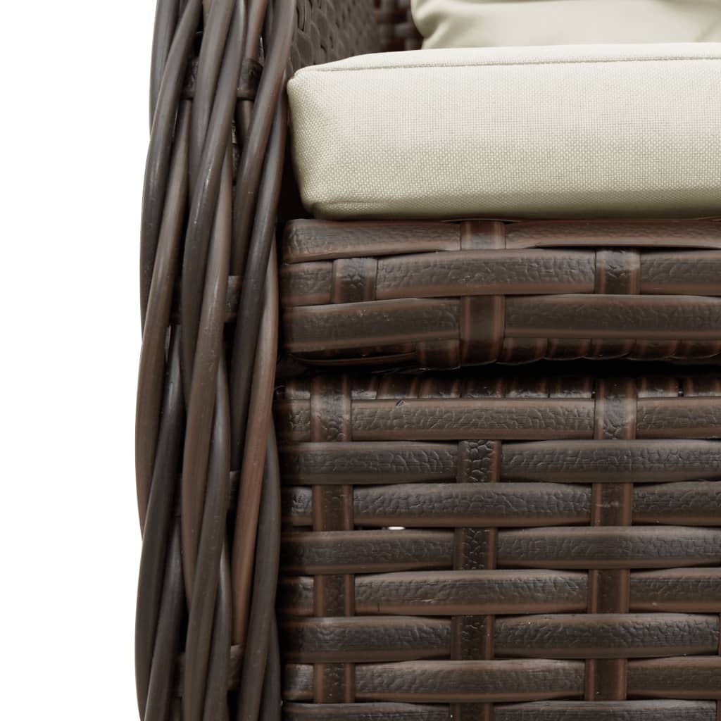 5 részes barna polyrattan kerti étkezőgarnitúra párnákkal 6
