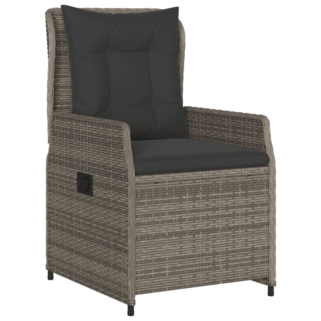 5 részes szürke polyrattan kerti étkezőgarnitúra párnával 3