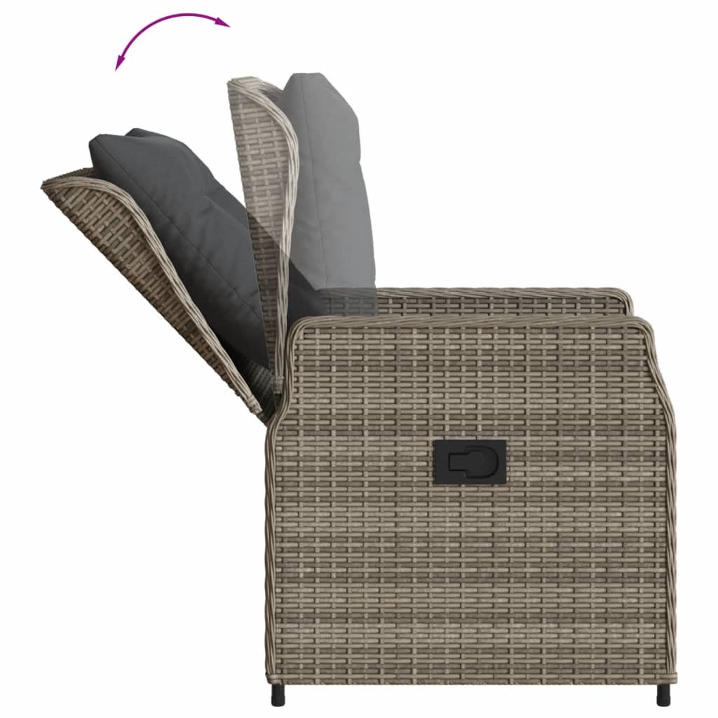 5 részes szürke polyrattan kerti étkezőgarnitúra párnával 5