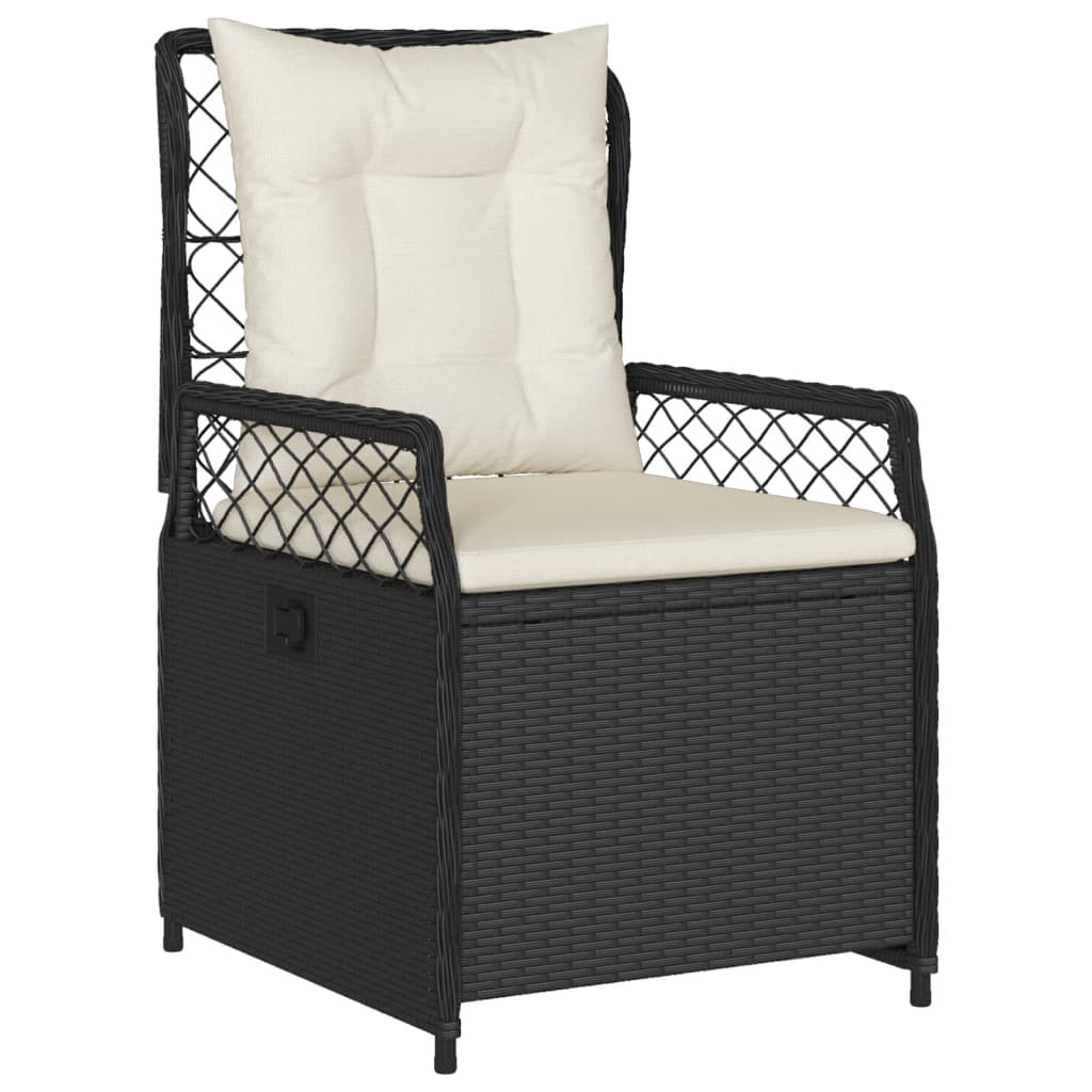 3 részes fekete polyrattan kerti étkezőgarnitúra párnákkal 3