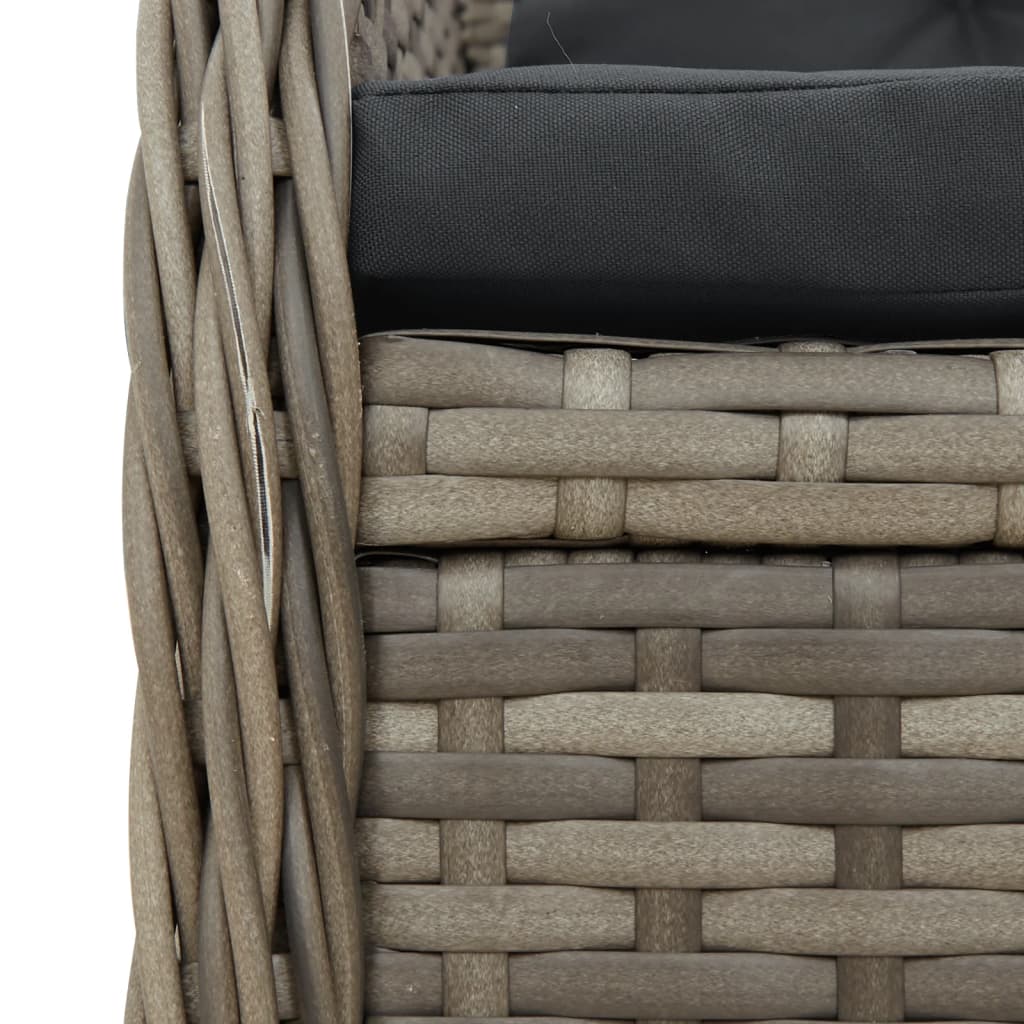 9 részes szürke polyrattan kerti étkezőgarnitúra párnával 6