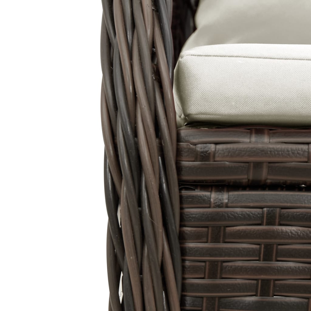 5 részes barna polyrattan kerti étkezőgarnitúra párnákkal 6