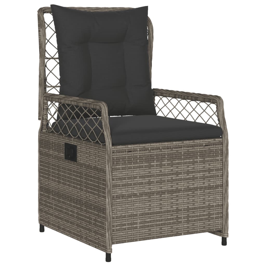 3 részes szürke polyrattan kerti étkezőgarnitúra párnával 3