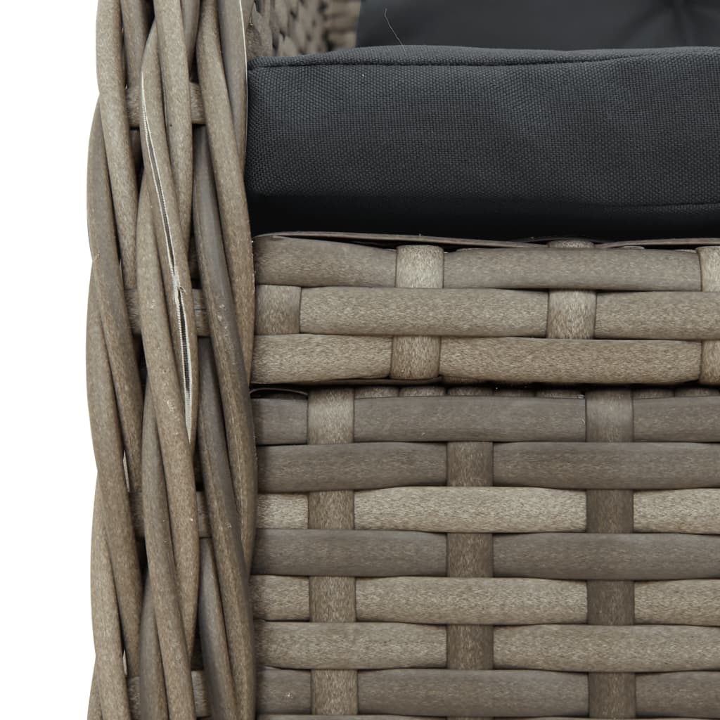 3 részes szürke polyrattan kerti étkezőgarnitúra párnával 6