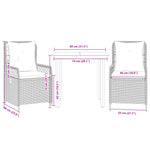 3 részes szürke polyrattan kerti étkezőgarnitúra párnával 8