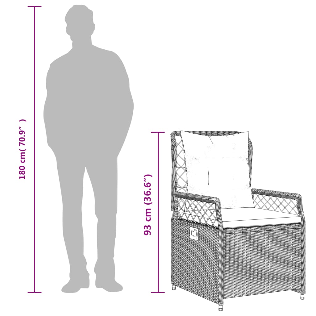 3 részes szürke polyrattan kerti étkezőgarnitúra párnával 10