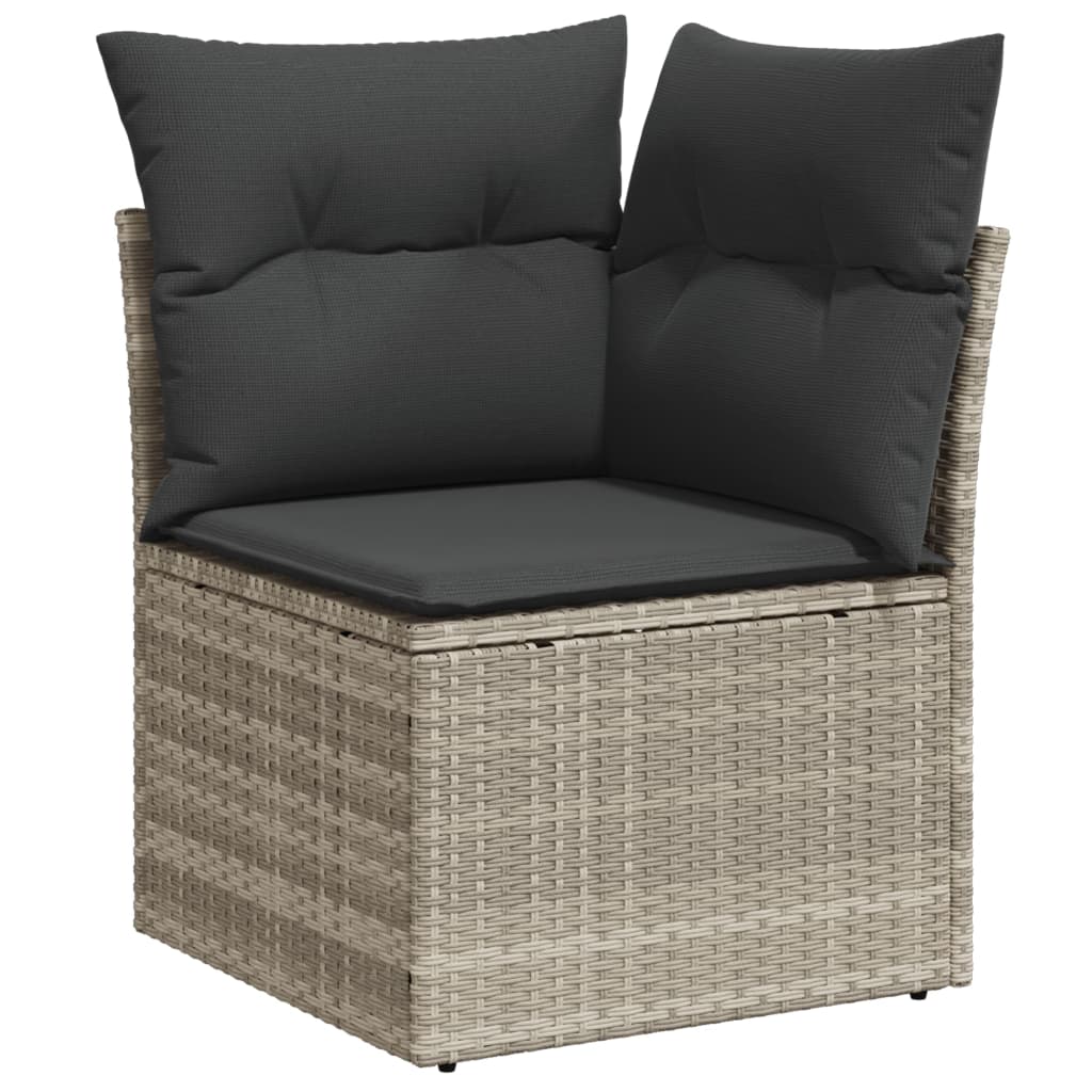7 részes világosszürke polyrattan kerti ülőgarnitúra párnákkal 5