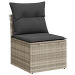 7 részes világosszürke polyrattan kerti ülőgarnitúra párnákkal 6