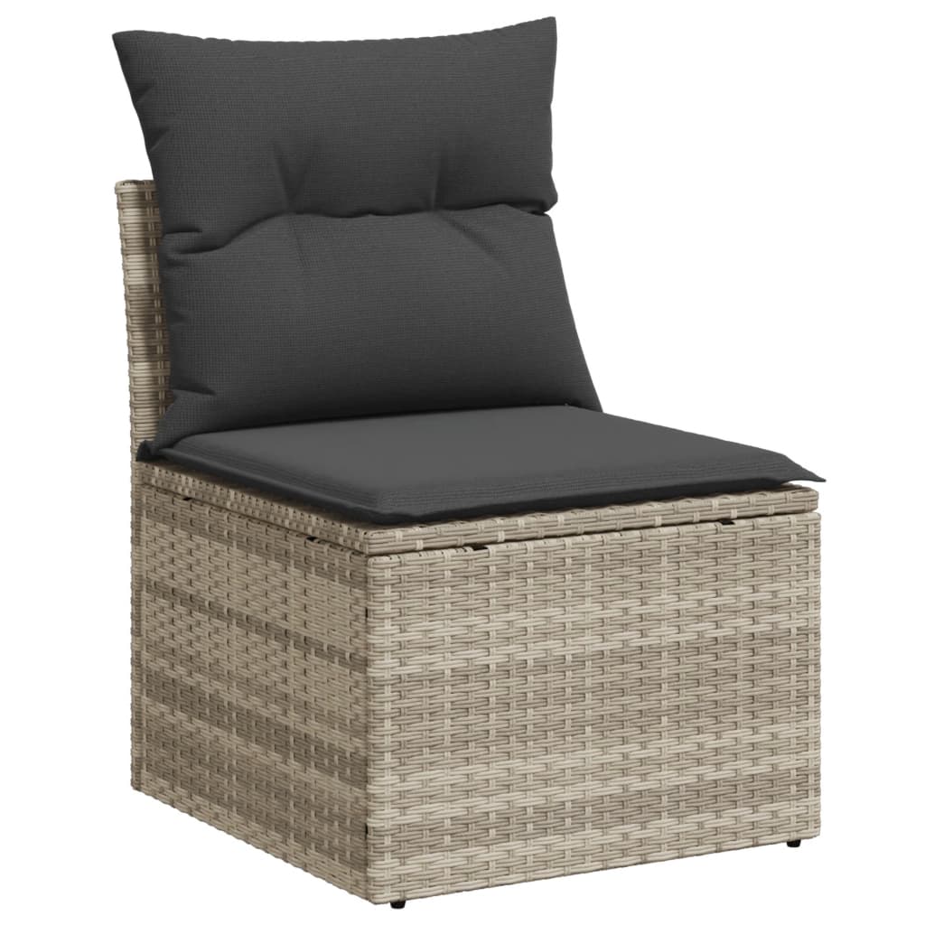 7 részes világosszürke polyrattan kerti ülőgarnitúra párnákkal 6