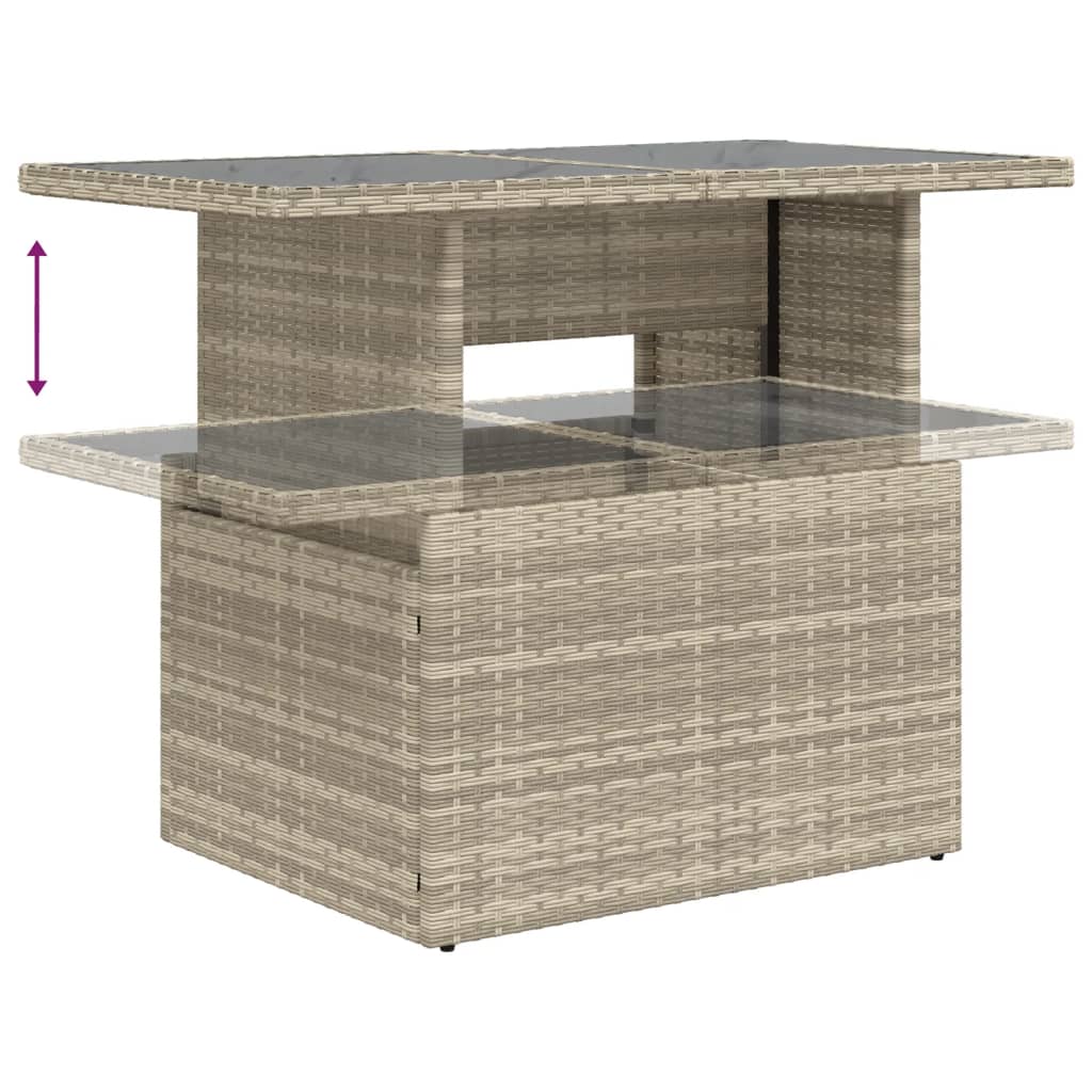 7 részes világosszürke polyrattan kerti ülőgarnitúra párnákkal 7