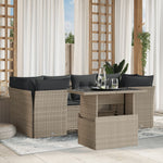 7 részes világosszürke polyrattan kerti ülőgarnitúra párnákkal
