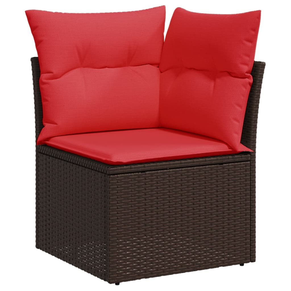 8 db barna polyrattan kerti kanapégarnitúra párnákkal 4