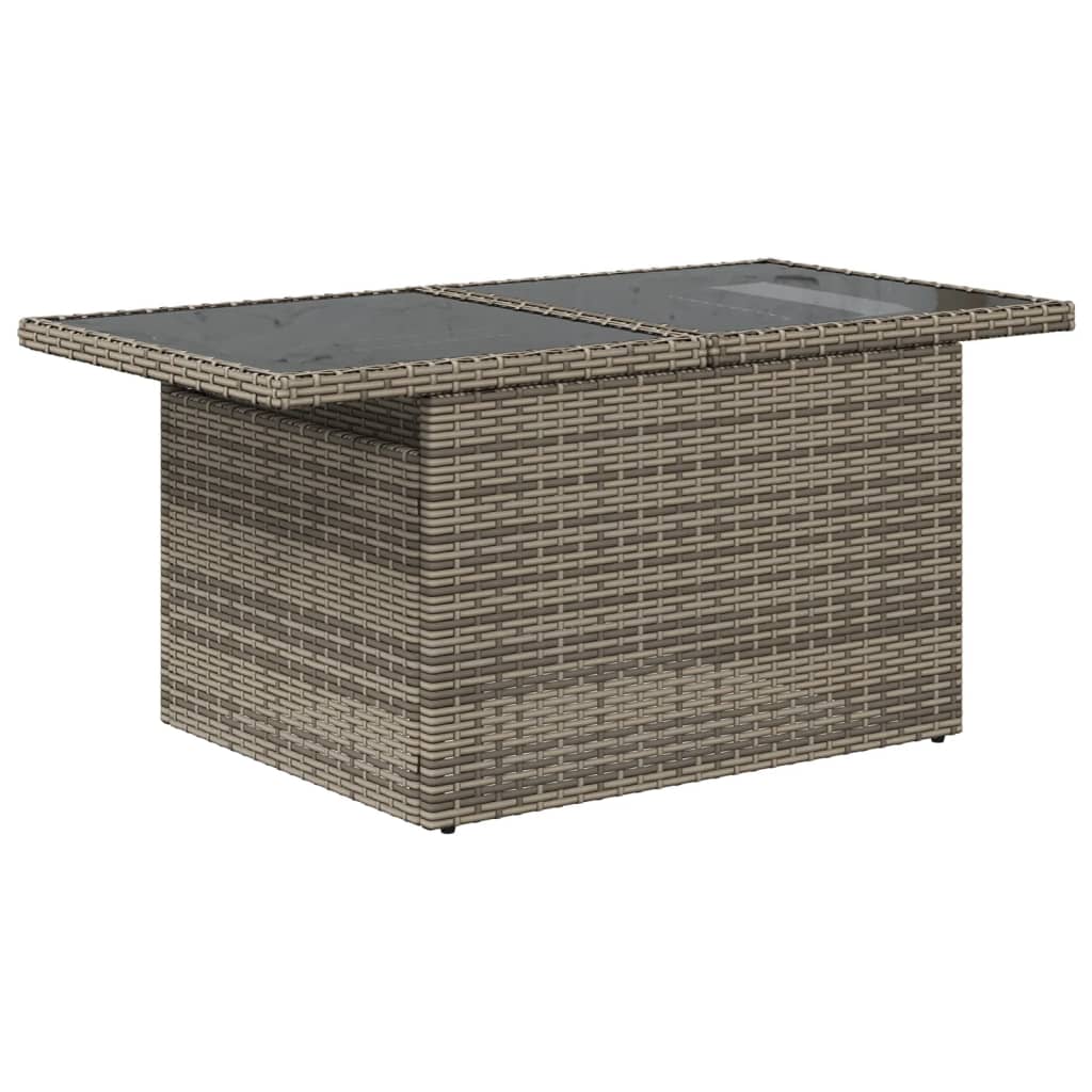 9 db szürke polyrattan kerti kanapégarnitúra párnákkal 3