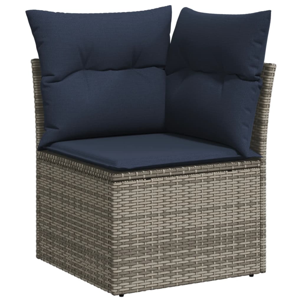 9 db szürke polyrattan kerti kanapégarnitúra párnákkal 4
