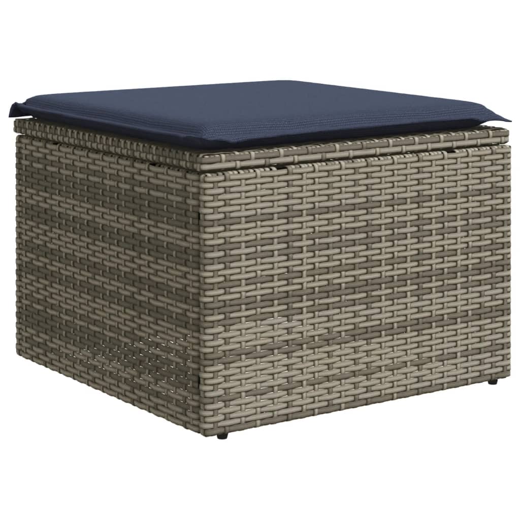 8 db szürke polyrattan kerti kanapégarnitúra párnákkal 6