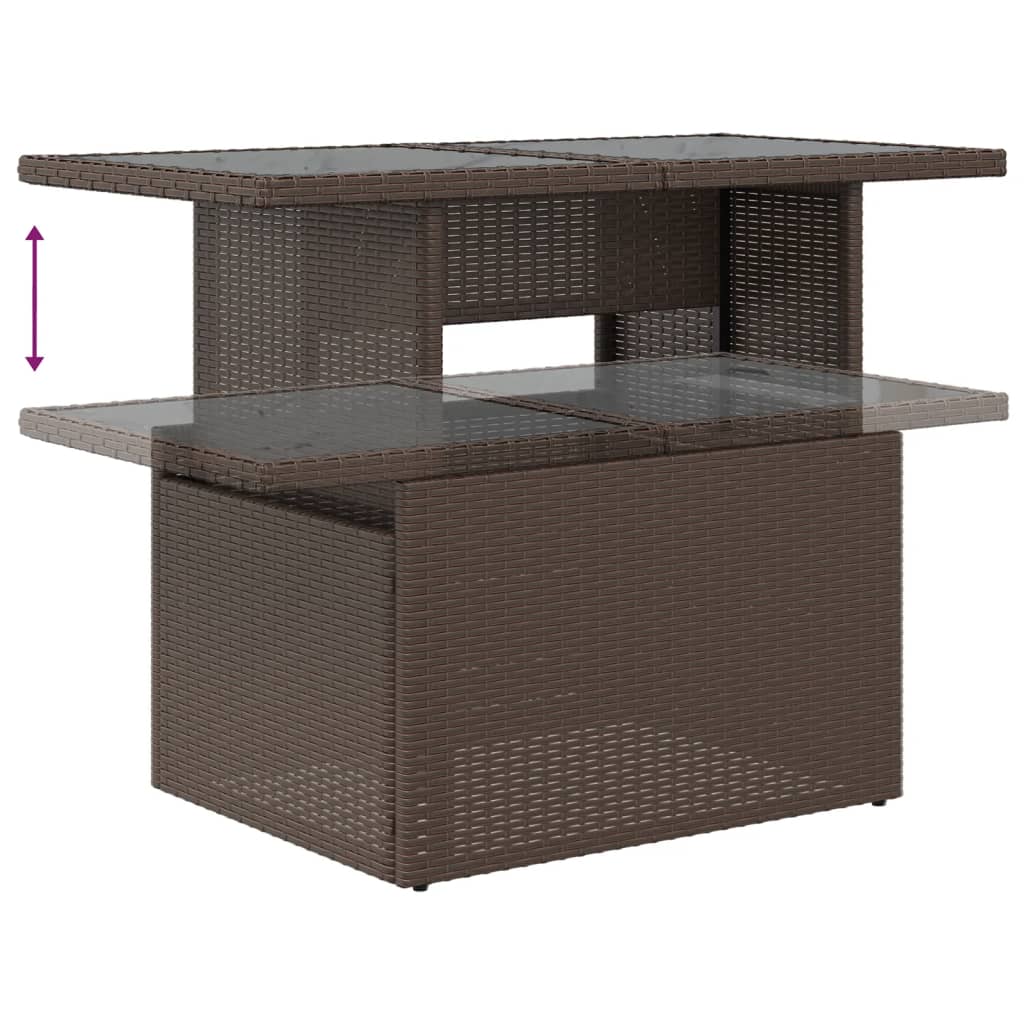 8 részes barna polyrattan kerti ülőgarnitúra párnákkal 7
