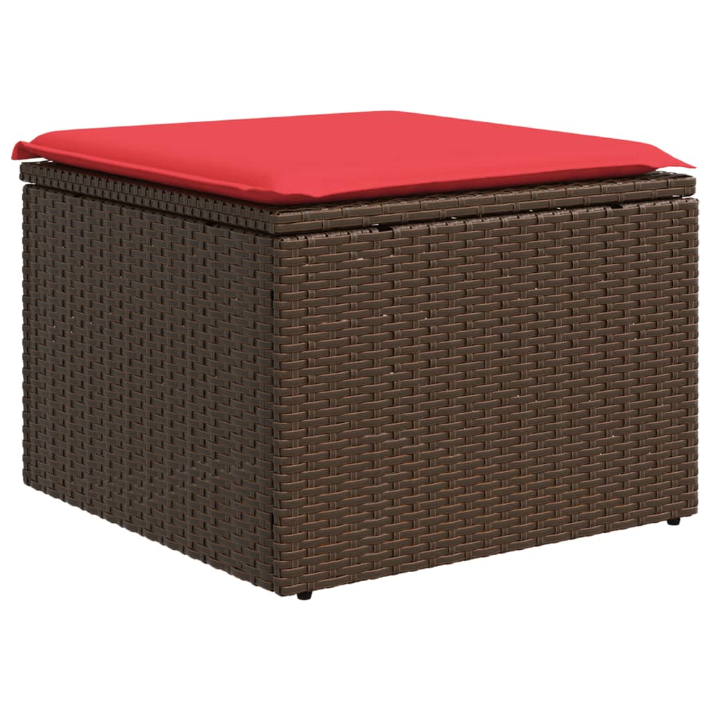 9 db barna polyrattan kerti kanapégarnitúra párnákkal 6