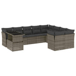 10 részes szürke polyrattan kerti ülőgarnitúra párnákkal 2