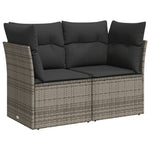 10 részes szürke polyrattan kerti ülőgarnitúra párnákkal 5