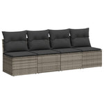 10 részes szürke polyrattan kerti ülőgarnitúra párnákkal 6