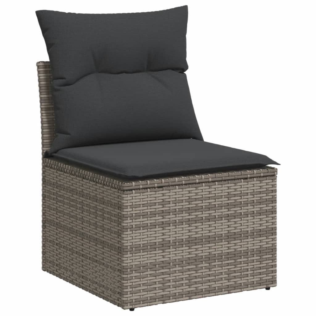 7 részes szürke polyrattan kerti ülőgarnitúra párnákkal 4