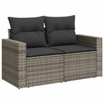 7 részes szürke polyrattan kerti ülőgarnitúra párnákkal 6