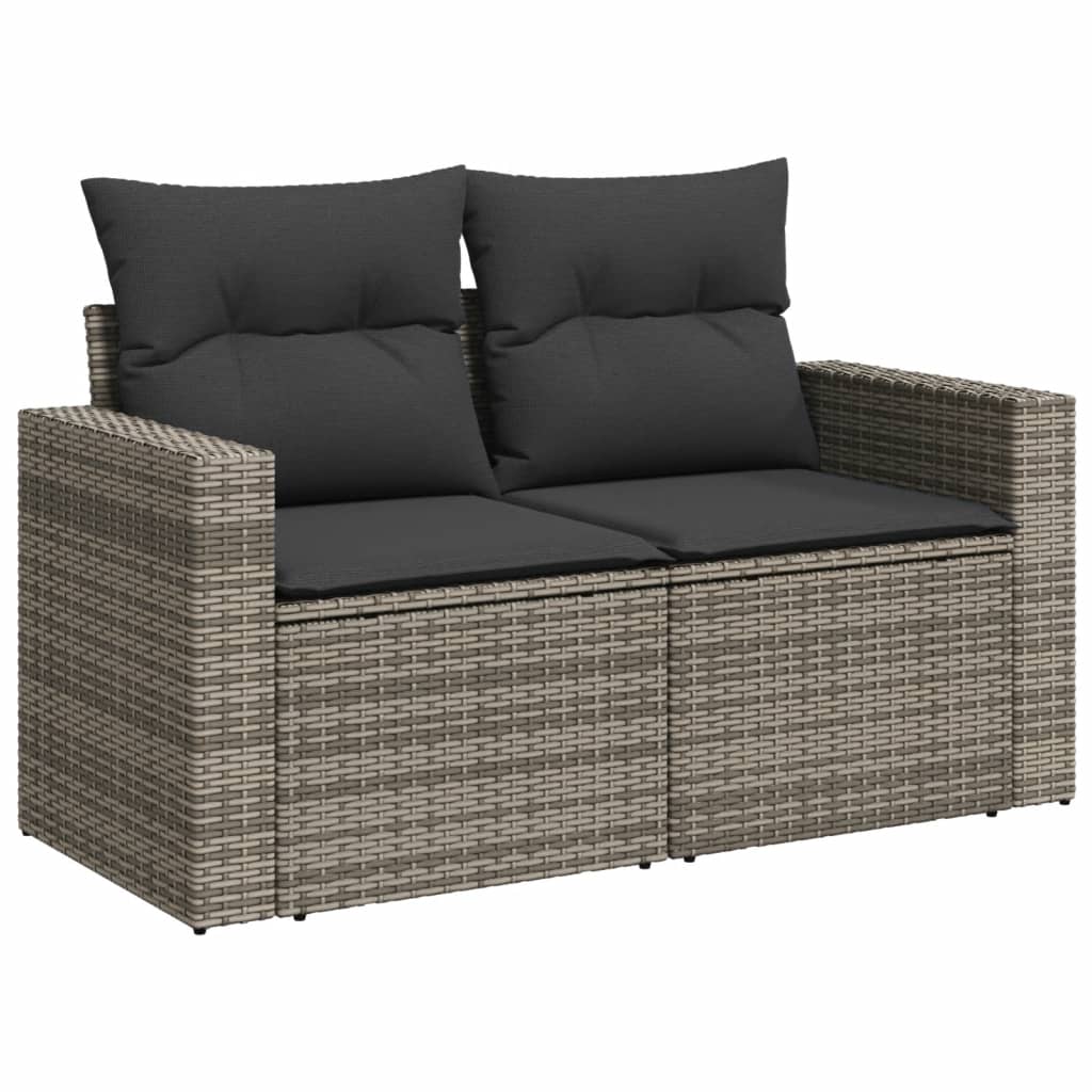7 részes szürke polyrattan kerti ülőgarnitúra párnákkal 6