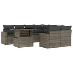 9 részes szürke polyrattan kerti ülőgarnitúra párnákkal 2