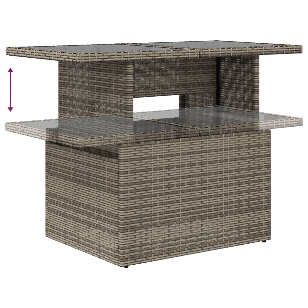 9 részes szürke polyrattan kerti ülőgarnitúra párnákkal 6
