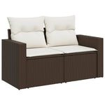 6 részes barna polyrattan kerti ülőgarnitúra párnával 6
