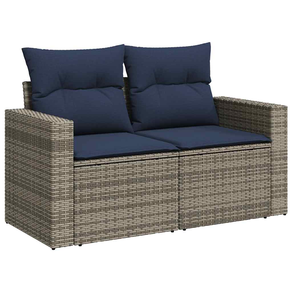 6 db szürke polyrattan kerti kanapégarnitúra párnákkal 4
