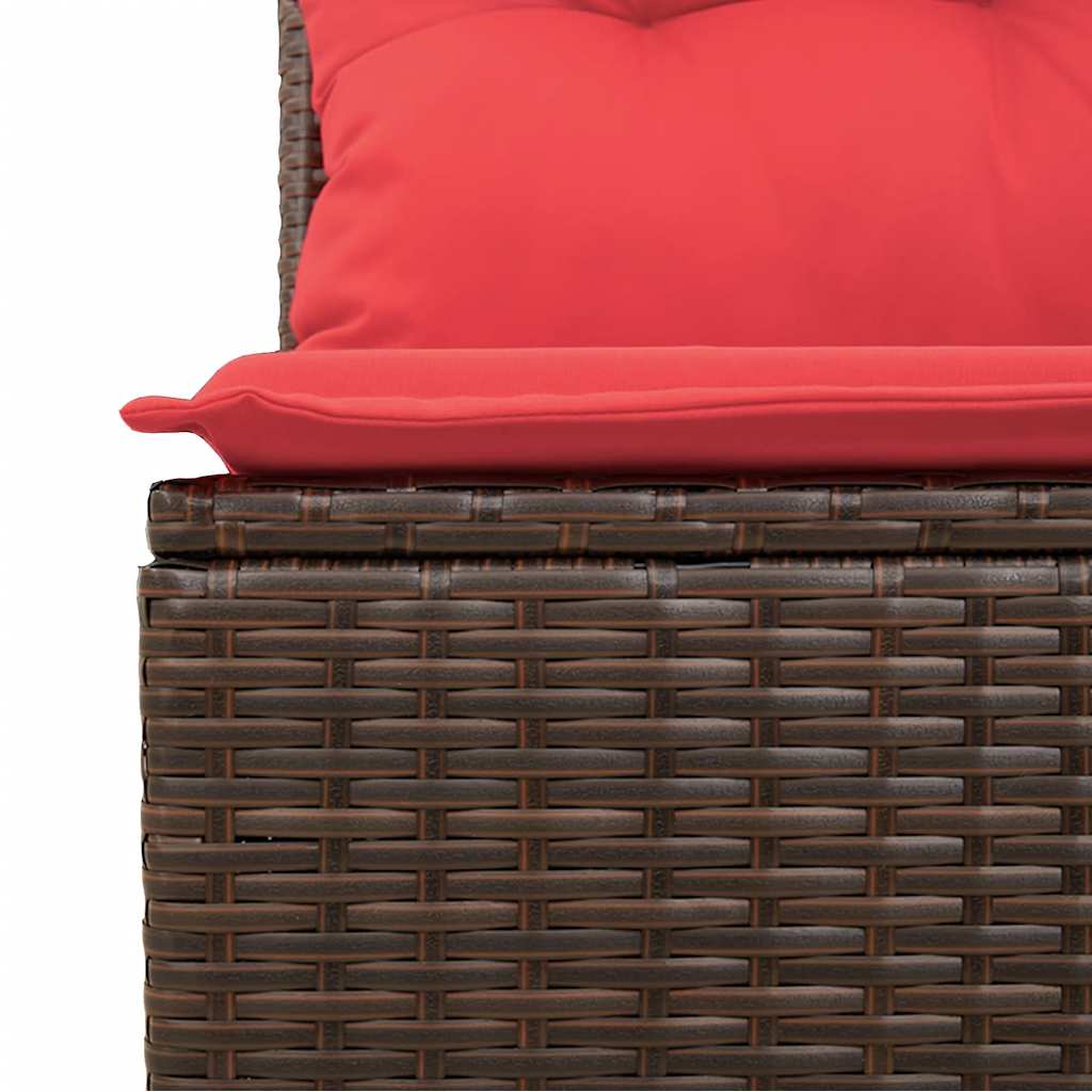 7 db barna polyrattan kerti kanapégarnitúra párnákkal 8