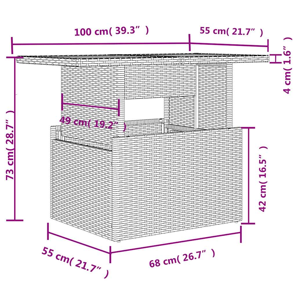 7 db barna polyrattan kerti kanapégarnitúra párnákkal 11