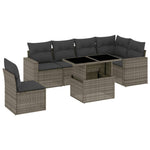 7 részes szürke polyrattan kerti ülőgarnitúra párnákkal 2
