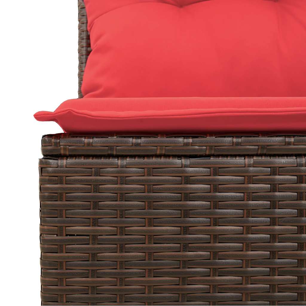 9 db barna polyrattan kerti kanapégarnitúra párnákkal 8
