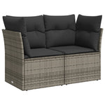 10 részes szürke polyrattan kerti ülőgarnitúra párnákkal 6
