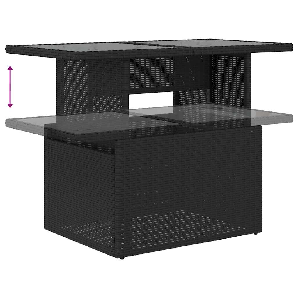 5 részes fekete polyrattan kerti kanapészett párnákkal 6