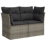 9 részes szürke polyrattan kerti ülőgarnitúra párnákkal 3