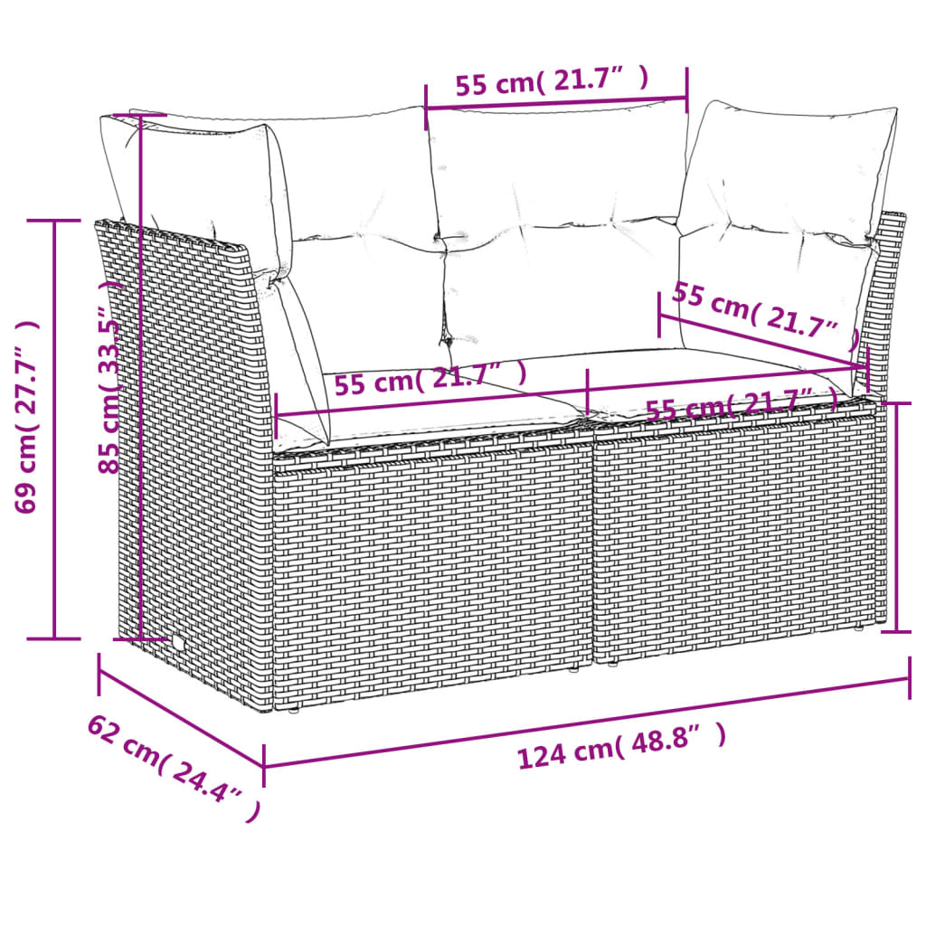 9 részes szürke polyrattan kerti ülőgarnitúra párnákkal 13