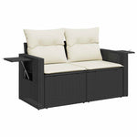 6 részes fekete polyrattan kerti ülőgarnitúra párnákkal 3