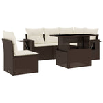 6 részes barna polyrattan kerti ülőgarnitúra párnával 2