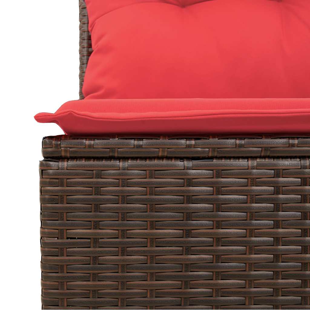 7 db barna polyrattan kerti kanapégarnitúra párnákkal 9