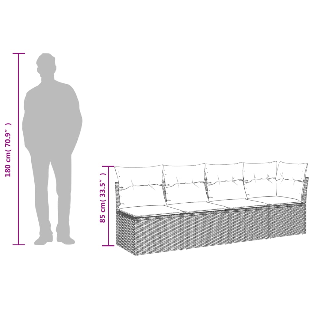 7 részes szürke polyrattan kerti ülőgarnitúra párnákkal 12
