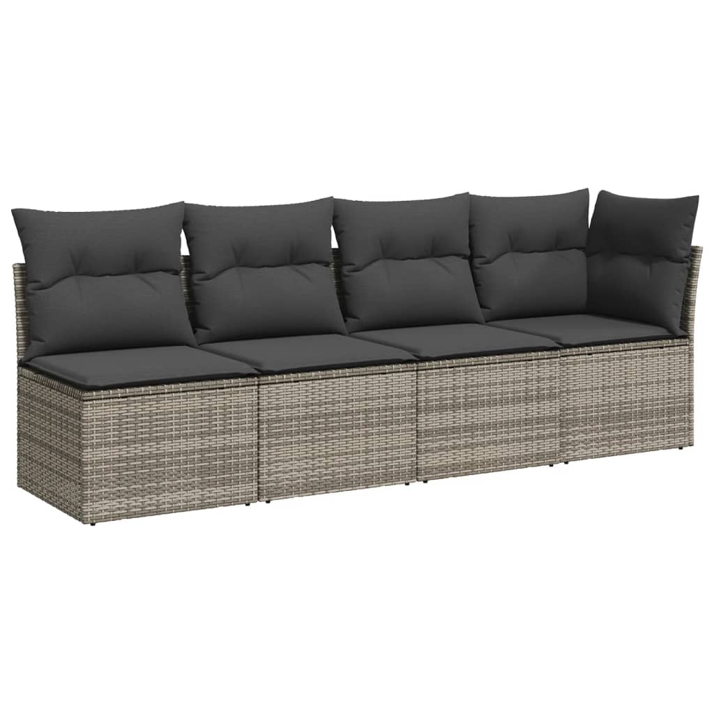7 részes szürke polyrattan kerti ülőgarnitúra párnákkal 4
