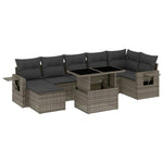 8 részes szürke polyrattan kerti ülőgarnitúra párnákkal 2