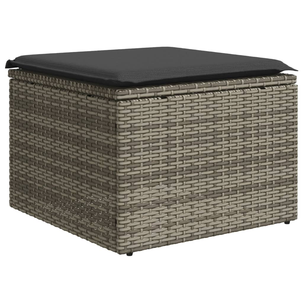 8 részes szürke polyrattan kerti ülőgarnitúra párnákkal 6
